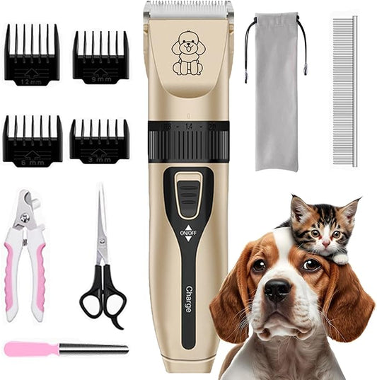 Dog Clipper Low Noise, Rechargeable Cordless Dog Hair Trimmer, Electric Pet Shaver, Paw Trimmer for Dogs Cats
