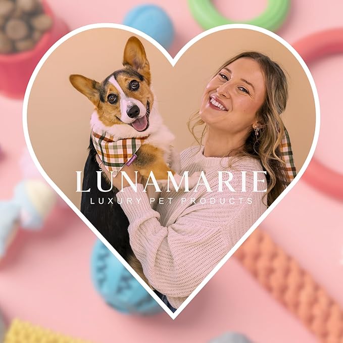 LunaMarie - Luxury Pet Birthday Bandanas -Premium & Silky Poly Fabric | 100% Handmade | Custom Shape Dual Layered (Ember, Medium)
