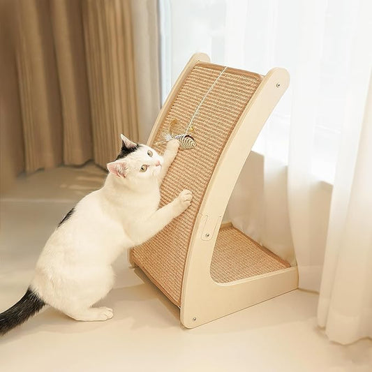 PETKARAY Curved Sisal Cat Scratcher Board, Ramp Scratching Post and Scratch Pad for Indoor Cats, Wall Furniture Protector
