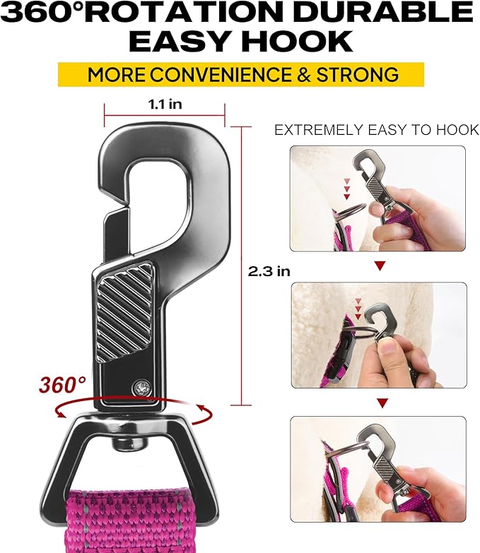 Fida 6 FT Heavy Duty Dog Leash with 2 Comfortable Padded Handles, Traffic Handle & Advanced Easy Snap Hook, Reflective Walking Lead for Large, Medium & Small Breed Dogs, Rose