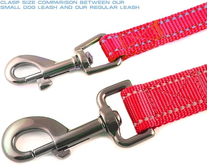 Max and Neo Small Dog Reflective Nylon Leash - We Donate One to Rescue for Every Leash Sold (Red, 4x5/8)