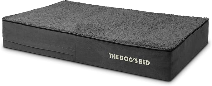 The Dog’s Bed Orthopedic Memory Foam Dog Bed, Large Grey Plush, Pain Relief for Arthritis, Hip & Elbow Dysplasia, Post Surgery, Lameness, Supportive, Waterproof Washable Cover, Veterinary Approved