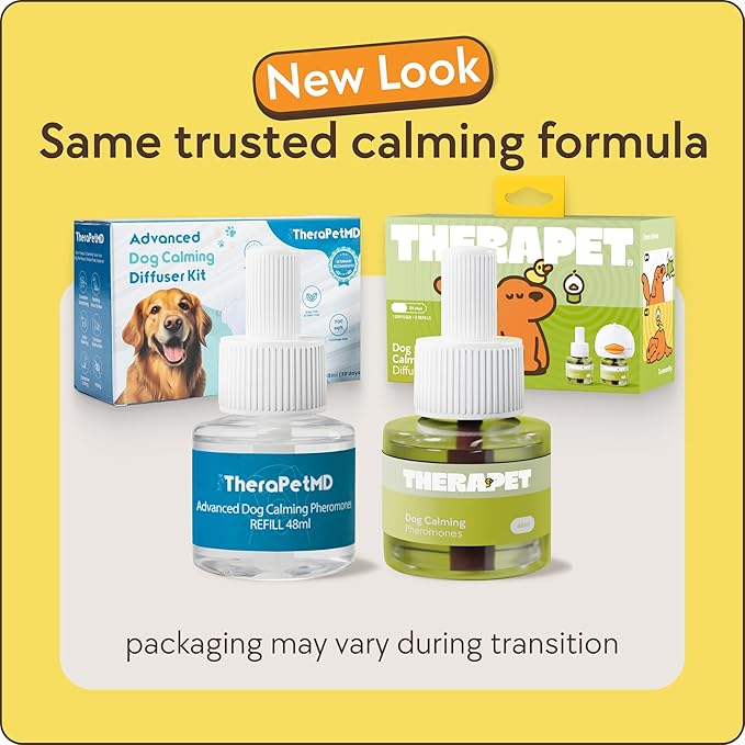 TherapetMD 60-Day Dog Calming Diffuser - for Stress, Destructive Behavior, Pee Accidents, Separation Anxiety, Barking, Aggression & Chewing - 60-Day Refill Included - Packaging May Vary