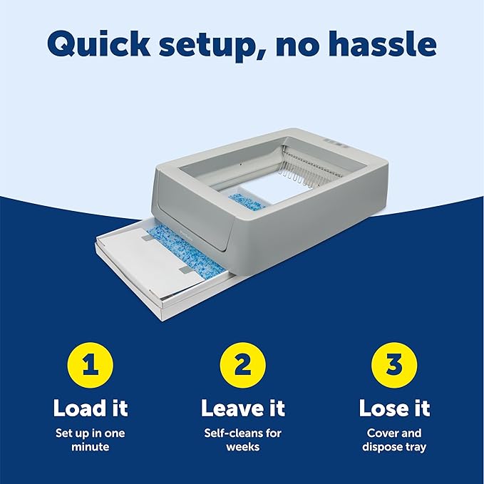 PetSafe ScoopFree Crystal Smart Self-Cleaning Automatic Litter Box - Front Entry - Uncovered Motion-Sensing Cat Box with Integrated Health Counter & App - Includes 1 Disposable Crystal Litter Tray