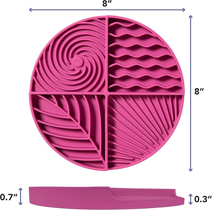 Awoo Paradise - Silicone Dog & Cat Lick Mat and Slow Feeder with Suction Cups - Non-Slip, Dishwasher Safe Pet Dish - Extends Mealtime for Fast Eaters and Reduces Anxiety - For Wet & Dry Food (Fuschia)