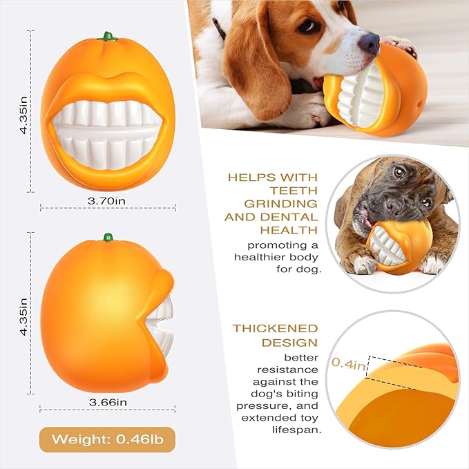 LiuMelinda Dog Chew Toys for Aggressive-Chewers - Indestructible Dog Toy for Aggressive Chewer，Tough Chew Toys for Dogs （Rubber Orange）