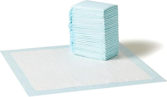 Amazon Basics Scented Dog and Puppy Pee Pads, 5-Layer Leak-Proof Super Absorbent, Quick-Dry Surface, Potty Training, Regular (22x22), 30 Count, Blue & White