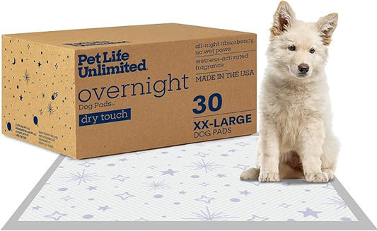 Pet Life Unlimited Overnight Extra Extra Large Puppy Pads – 30" x 36", 30 Count (XXL) | Stylish Dog Training Pads with Odor Controlling Wetness-Activated Jasmine Honey Scent | USA Made