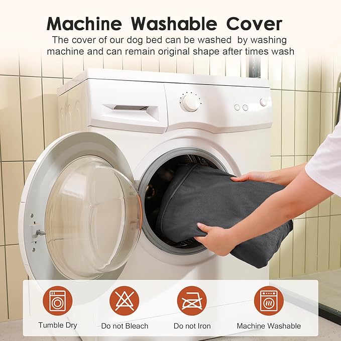 Orthopedic Dog Bed Medium Size Dog, Memory Foam Dogs Bed for Medium Dogs, Washable and Removable Microsuede Cover, Waterproof Liner, Non-Skid Bottom, 35x23x6 Inches, Dark Grey