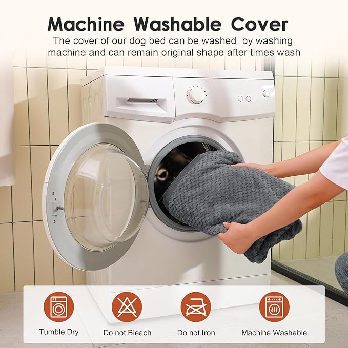 Orthopedic Dog Bed Medium Size Dog, Memory Foam Dogs Bed for Medium Dogs, Washable Removable Cover, Nonskid Bottom, Waterproof, for Indoor, Outdoor, Crate ＆ Car Use, 35x23x6 Inches, Dark Grey