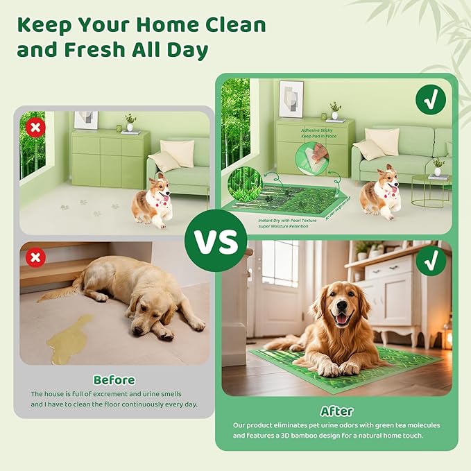 Pattern Puppy Pads 28"x34" Pee Pads for Dogs Potty Training Super Absorbent & Leak-Proof Design Odor Eliminating Pee Pads for Dogs 6-Layer Standard Absorbency Dog Pee Pads(30 Counts)