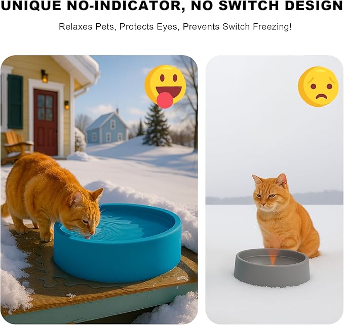 Pet Heated Bowl for Dog,Cat Warming Water Bowl with Chew Resistant Power Cord, Outdoor Waterproof Smart Uniform Heating for Small Animals Bird Chicken Rabbit Duck (108 fl oz, Blue)