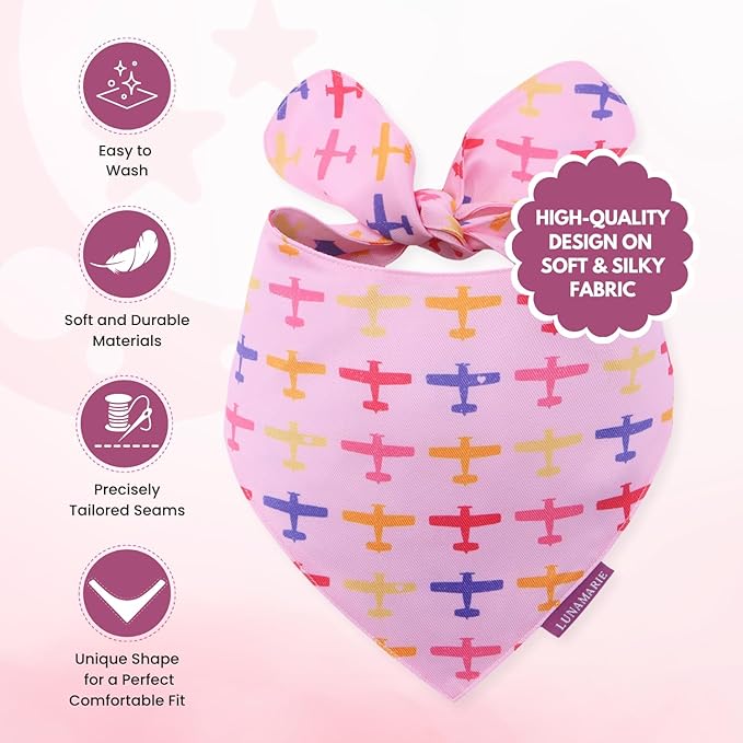 LunaMarie - Luxury Pet Birthday Bandanas -Premium & Silky Poly Fabric | 100% Handmade | Custom Shape Dual Layered (Aviator Glam, X-Small)