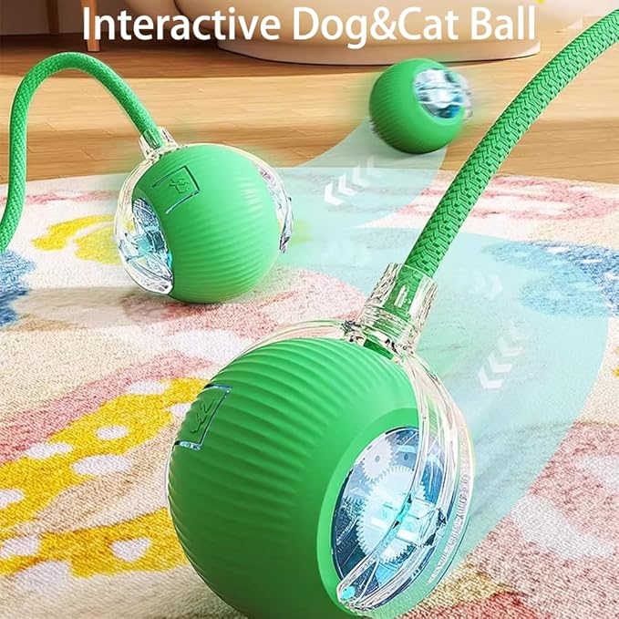 Ultra Cat Ball, Automatic Rolling Pet Ball with Obstacle Avoidance 3 Play Modes Quiet Durable Chew Resistant Material USB Rechargeable Long Battery Life for Cats and Dogs (Green)