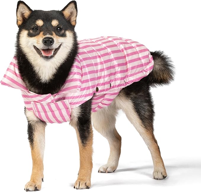 SPACE LION Dog Puffer Jacket, Down Winter Coat, Durable Outdoor Coat for Cold and Windy Conditions, Lightweight & Adjustable Fit Coats for Small Dogs, (Pink, Size10/S)
