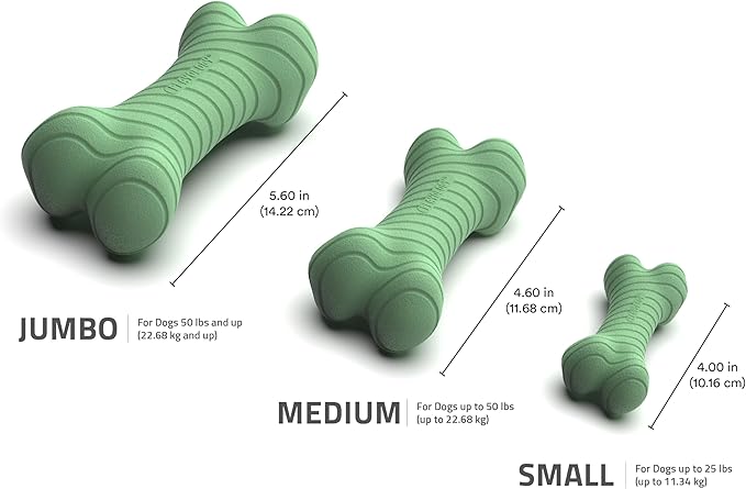 Playology Dog Toys | Dual Layer Bone Durable Chew Toy Bone for Dogs | Medium Butternut Squash & Sage Scented Toy - Limited Edition Fall Scent | Easy to Clean and Made from Non Toxic Materials