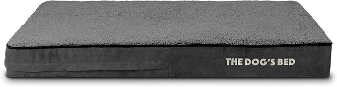 The Dog’s Bed Orthopedic Memory Foam Dog Bed, Large Grey Plush, Pain Relief for Arthritis, Hip & Elbow Dysplasia, Post Surgery, Lameness, Supportive, Waterproof Washable Cover, Veterinary Approved