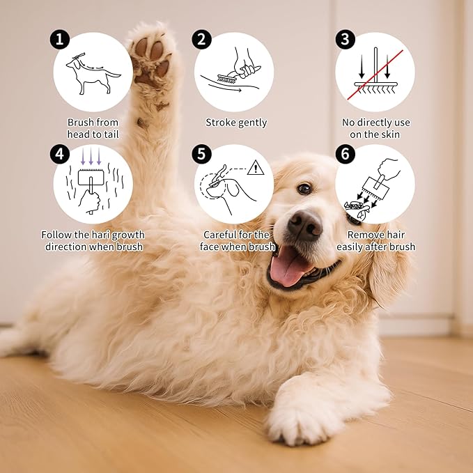 Slicker Brush for Dogs, Long Pin Dog Grooming Brush for Goldendoodles, Poodles, Doodles, Includes Pet Comb & Undercoat Rake, Perfect for De-Shedding, Dematting & Reducing Tangles. Large, Black