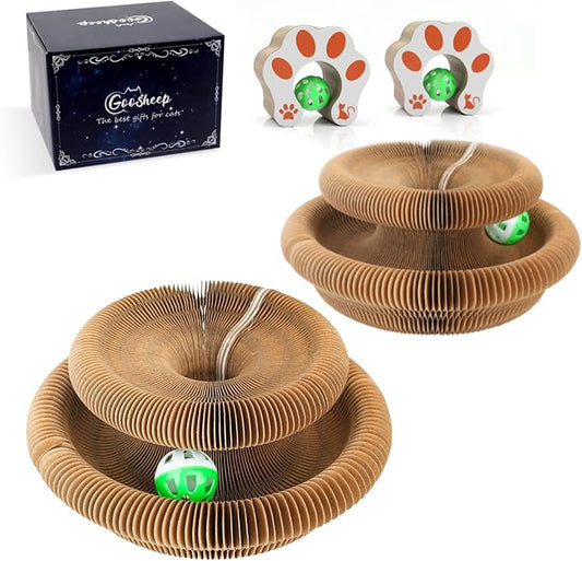 2Pack Magic Organ Cat Scratching Board Cat Accordion Toy Cats Scratching Post Ball Track, Kitten Fun Intelligence Physical Exercise Educational Toy