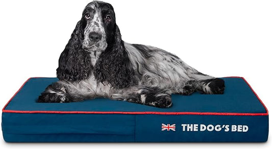 The Dog’s Bed Orthopedic Memory Foam Dog Bed Medium Blue Oxford with Red Trim UK Flag, Pain Relief for Arthritis, Hip & Elbow Dysplasia Post Surgery Supportive, Waterproof Washable Veterinary Approved