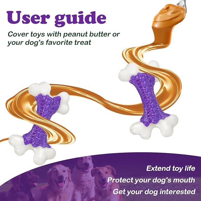 Tough Dog Toys (2 Pack), Dog Toys for Aggressive Chewers Breed, Aggressive Chew Toys for Large Dogs, Bone Chew Toy for Large Extreme Toys Indestructible