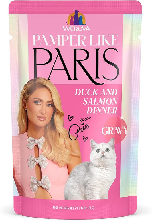 Weruva Paris Hilton Pamper Like Paris Wet Cat Food, Duck and Salmon in Gravy, 2.47oz Pouch, Pack of 12