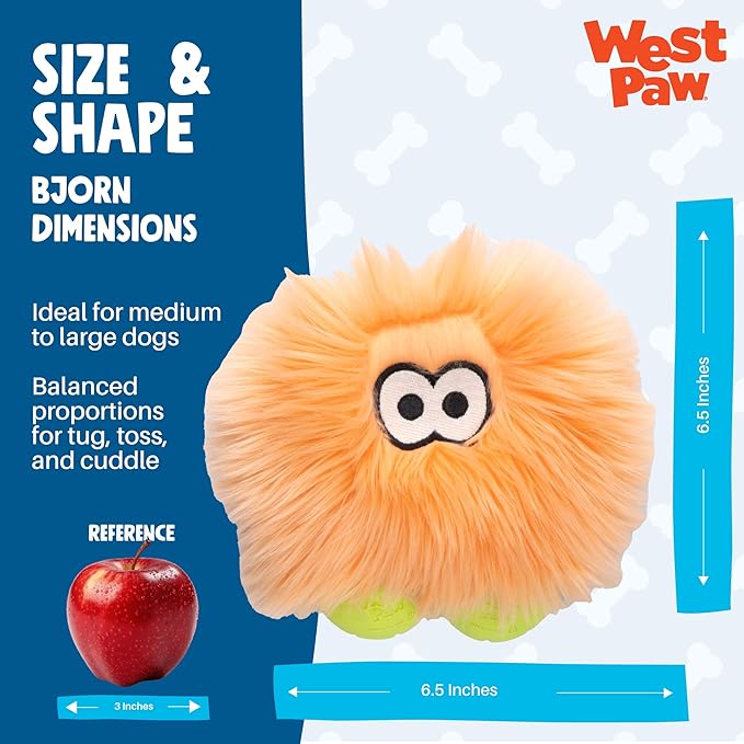 WEST PAW Rowdies Rolf Durable Plush Dog Toy with HardyTex Reinforced Seams Engaging Squeaker with Soft Cuddly Exterior Hand Sewn and Finished in Bozeman Montana for Dogs - Melon