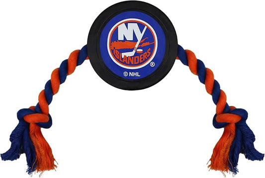 Pets First NHL New York Islanders Puck Toy for Dogs & Cats. Play Hockey with Your Pet with This Licensed Dog Tough Toy Reward!