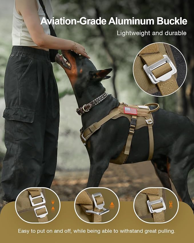 FAYOGOO Tactical Dog Harness for Large Dogs - Heavy Duty Dog Harness Escape Proof with Handle - No Pull Military Service Dog Vest with Removable Patches for Walking,Training,Hiking