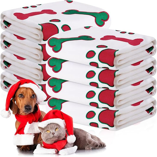 Chumia 8 Pcs Dog Towels for Drying Dogs Cats Pet Towels Bulk Puppy Microfiber Quick Drying Paw Bath Bathing Supplies Absorbent for Medium Pets (Red Green,40 x 24 Inch)