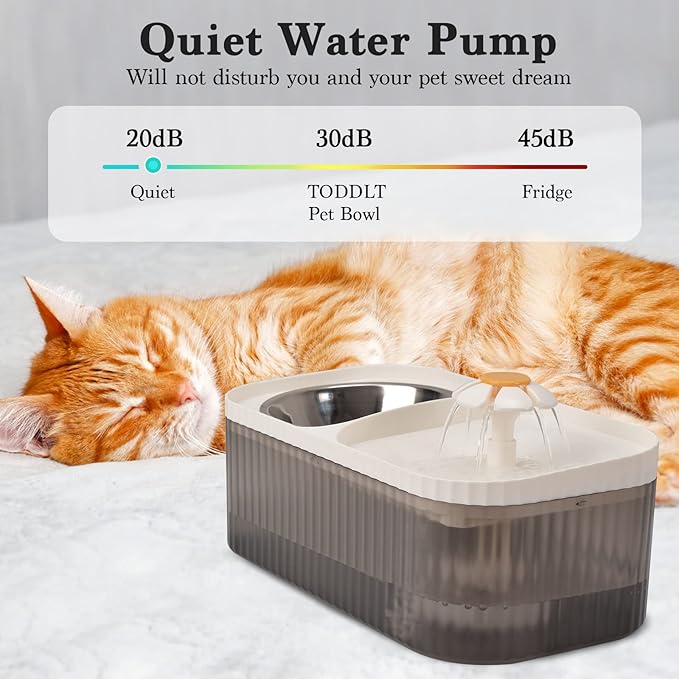 Cat Water Fountain, Cat Feeding & Watering Supplies, Super Quiet Automatic Water Fountain for Cats Inside, Pet Water Dispenser 100oz/3L with Stainless Steel Cats Bowls and Long Life Span Pump