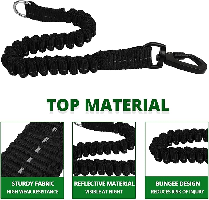 Long Dog Leash 15 FT: Heavy Duty Rope Leashes for Dogs Training with Swivel Lockable Hook Reflective Threads Bungee and Padded Handle - Dog Lead for Large Small Medium Dogs Outside Walking Hiking