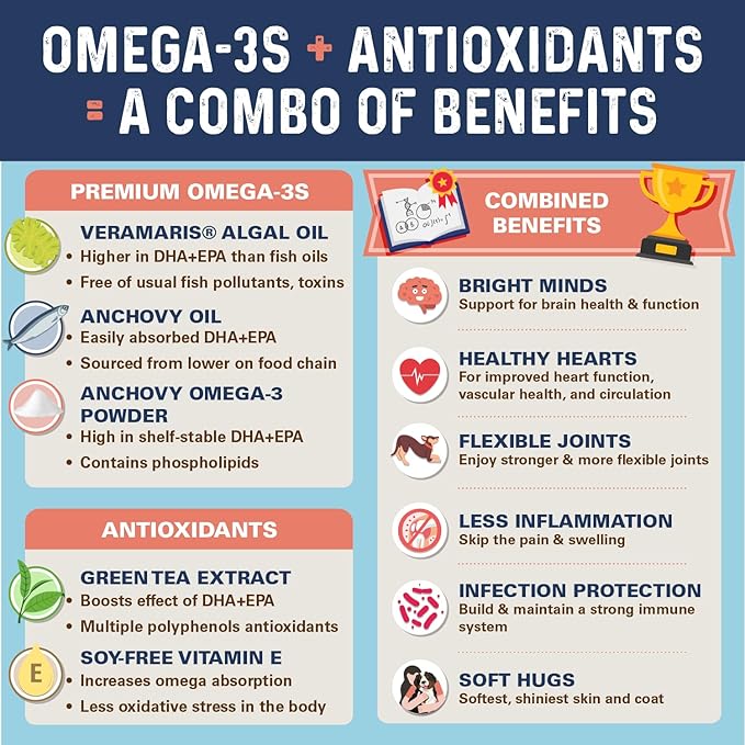 Bernie's OMG! Omegas Chews for Dogs - 5X Extra Strength DHA+EPA, Fish Oil, Healthy Skin & Coat, Allergy Relief, Joint Supplement (Salmon Flavor)