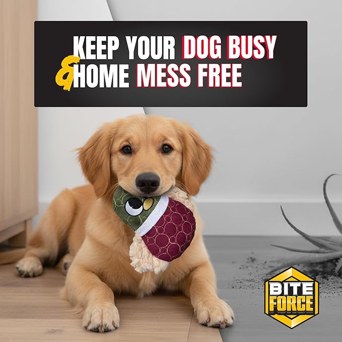 Bite Force -Durable & Strong Dog Toy Beak with Squeaker, Kevlar-Reinforced for Aggressive Chewers for Small Medium Large Dogs - Dark Red.