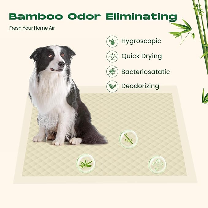 Puppy Pads 30 Count Small 22x22in Bamboo Training Pads Deodorizing Leakproof Quick Drying Dog Pee Pads Super Absorbent Disposable Pee Pads for Dogs Puppies, Doggie, Cats, Rabbits