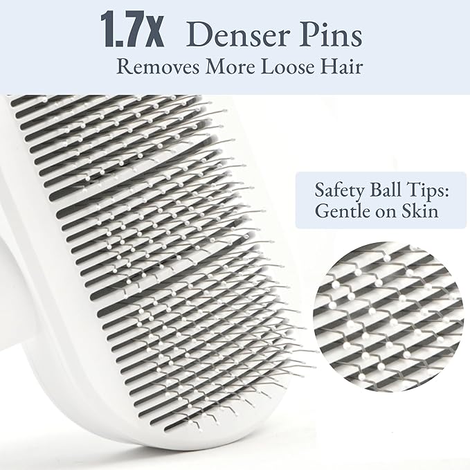 Self-Cleaning Slicker Brush for Dogs & Cats, 3-in-1 Grooming Kit with Detangling Comb & Storage Box, Deshedding Tool for Long Short Hair Pets, Skin-Friendly Brush Prevents Matting & Tangles