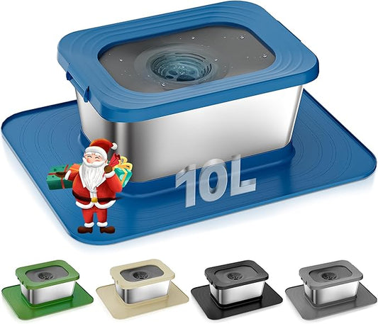 10L No Spill Dog Water Bowl, 2.6 Gal Stainless Steel No Splash Large Dog Water Bowl with Non-Slip Silicone Mat, Spill Proof Slow Drinking Pet Bowls for Messy Drinkers Indoor/Outdoor Use Blue