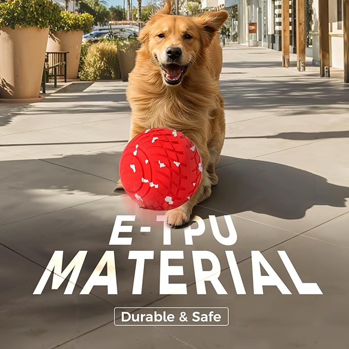 Diman Interactive Dog Ball Toys, Automatic Dog Toy, Moving Dog Toy, Vibrating, Bouncing and Rolling, E-TPU Matrial, Interactive Dog Toys for Aggressive Chewers (3.2 Inch, Red White)