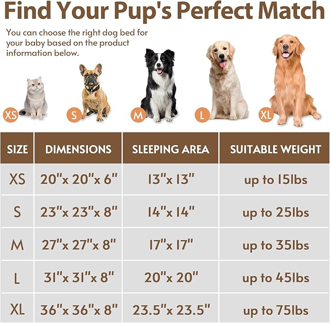 JOLLYVOGUE Calming Dog Bed Medium Size Dog, Anti-Anxiety Donut Medium Pet Bed, 27 inches Fluffy Faux Fur Round Cat Bed (Cream Brown)