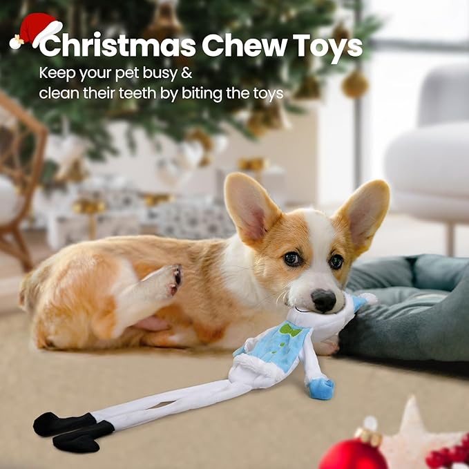 HGB Squeaky Christmas Dog Toys, Plush Crinkle Dog Toys for Large, Medium, Small Dogs to Keep Them Busy & Reduce Anxiety, Holiday Pet Gifts, 2 Pack