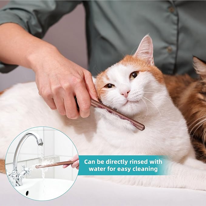 3PCS Solid Wood Pet Comb for Cats Dogs & rabbits,Stainless Steel TeethComfort and safety,Removes Tangles and Loose Fur, Grooming Comb for Small Medium Pets