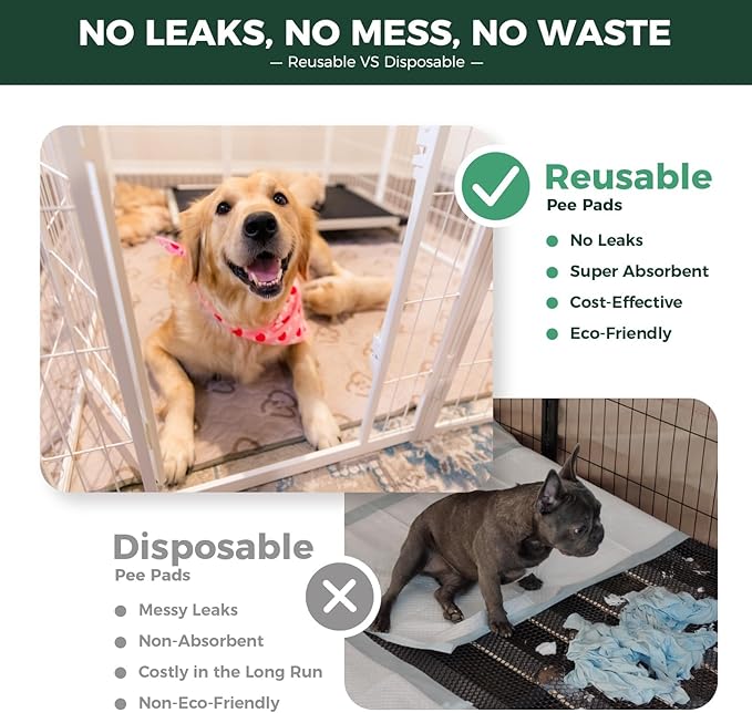 FXW Homeplus Unleashed Indoor Dog Playpen - Stress-Free and Safe Play, Heavy Duty 40 Inch 8 Panels with Washable Pee Pad for Medium and Large Dogs, White│Patented