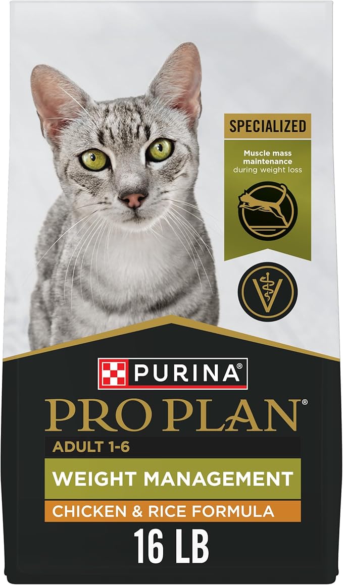 Purina Pro Plan Weight Control Dry Cat Food, Chicken and Rice Formula - 16 lb. Bag