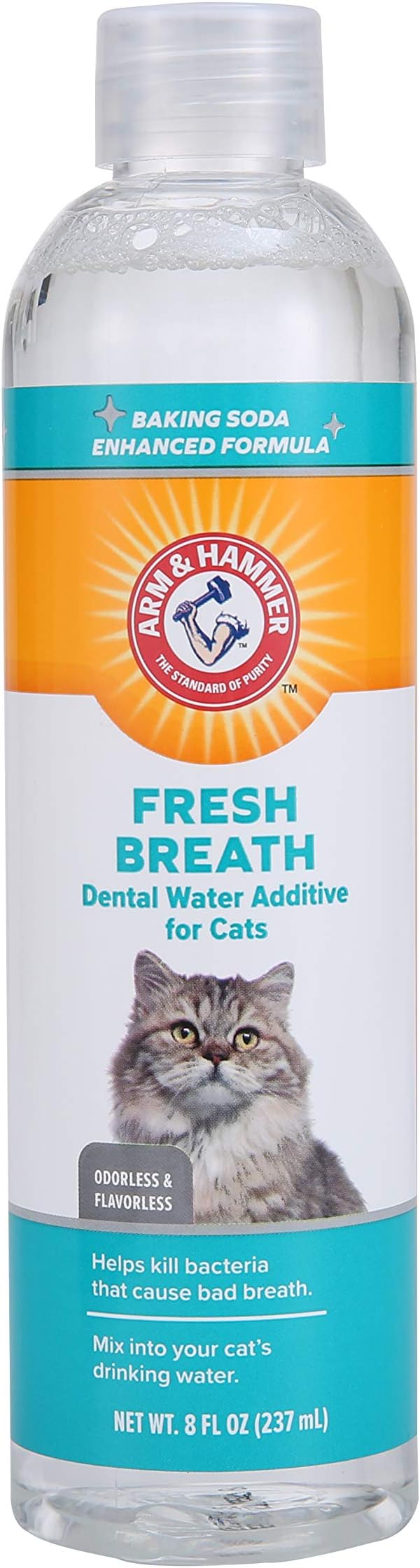 Arm & Hammer for Pets Advanced Care Dental Water Additive for Cats | Cat Teeth Cleaning Product for All Cats | Odorless and Flavorless Cat Dental Rinse, 8 Ounces - 24 Pack
