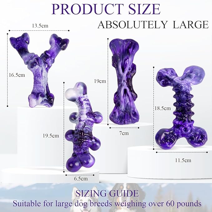 4-Pack Indestructible Chew Toys for Extra-Large Dogs - Aggressive Chewers, Durable Nylon Bone, Heavy Duty Long-Lasting Dog Toys for Large Breed & Strong Chewers