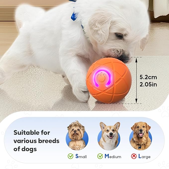 Interactive Dog Ball, 2026 Upgraded Activated Automatic Rolling Balls for Dogs, Self Moving Vibrating Smart Jumping Bouncing and Rotating Pets Toy to Keep Them Busy (HOT-2PC)
