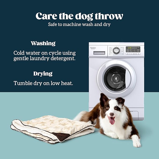 Embossed Sherpa Dog Blankets for Large Dogs - Waterproof Cat Blankets for Indoor Cats - Heavy Duty Couch Cover Protector - Soft Reversible Throw Furniture Protection - Large, Cream