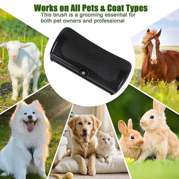 Upgraded Deshedding Dog Brush, Grooming Brush for Dogs & Cats – Pet Hair Removal Tool for Shedding, Matted & Loose Hair – Gentle on Skin with Ergonomic Grip – Works on Rabbits, Horses