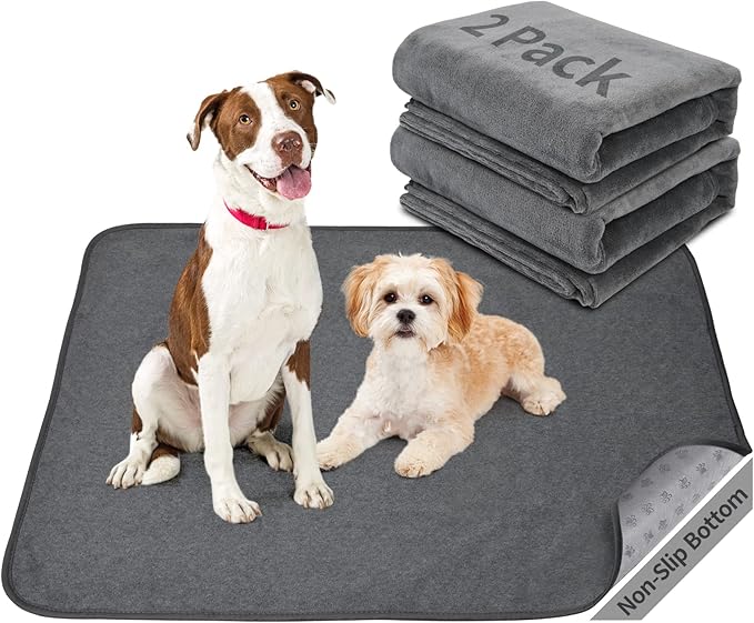 Washable Dog Pee Pads 36x48 2Pack Reusable Whelping Pads, Absorb Dog Mats Non-Slip Puppy Training Pads for Whelping, Potty, Training, Playpen, Crate