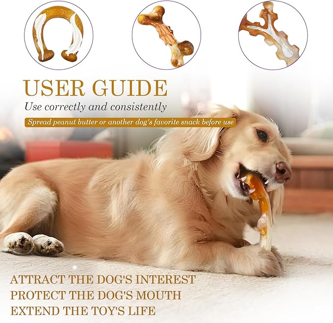 Heavy Duty Chew Toys 3 Pack for Aggressive Chewers - Dog Toys for Large Dogs, Teeth Cleaning & Boredom Relief, Long-Lasting Mental Stimulation Puppy Chews